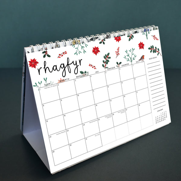 Calendr Desg A5 Cymraeg 2025 | Welsh A5 Desk Calendar 2025