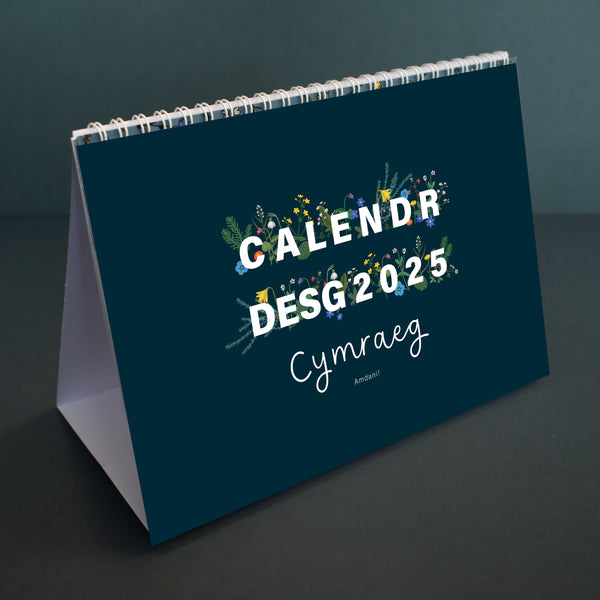 Calendr Desg A5 Cymraeg 2025 | Welsh A5 Desk Calendar 2025